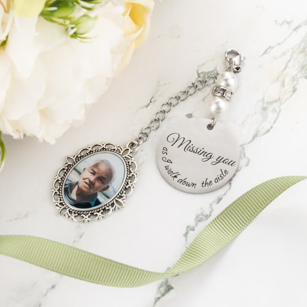 Customized Photo Charm For Bridal Memorial Bouquet