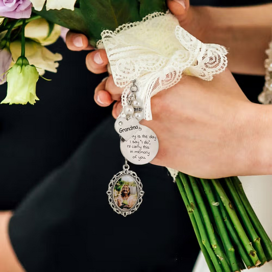 Customized Photo Charm For Bridal Memorial Bouquet