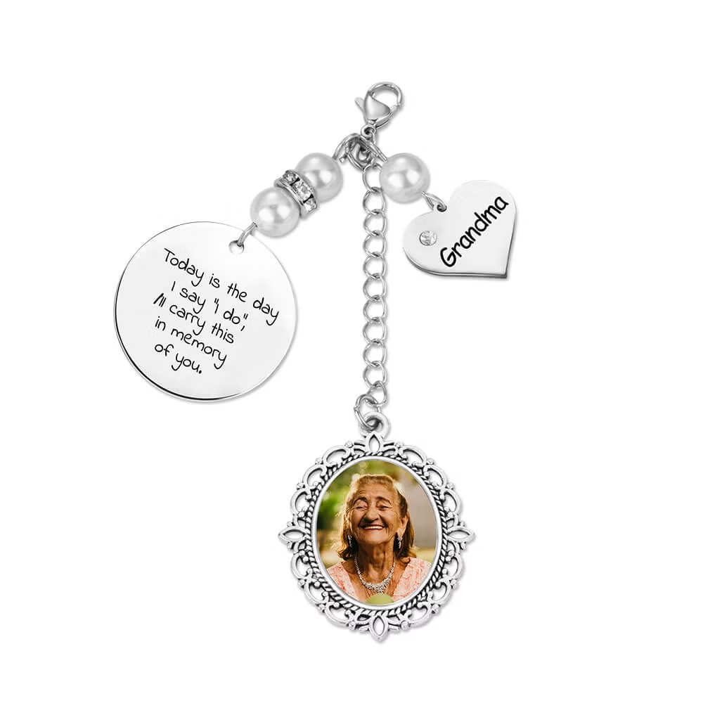 Customized Photo Charm For Bridal Memorial Bouquet