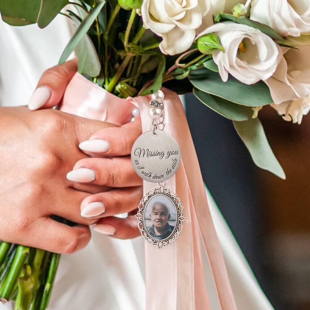 Customized Photo Charm For Bridal Memorial Bouquet